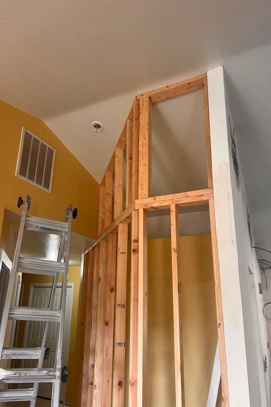New framing for a vaulted ceiling nook during Boise kitchen and space remodel